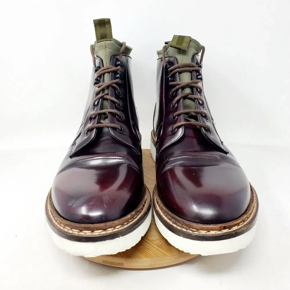 OAMC Compression Boots Mens 11 Burgundy Bull Leather‎ Lace Up Ankle Shoes Vibram